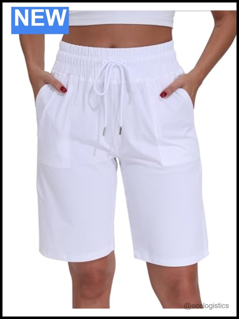 Women's 10" Bermuda Shorts High Waisted Comfy Jersey Knee Length Shorts with
